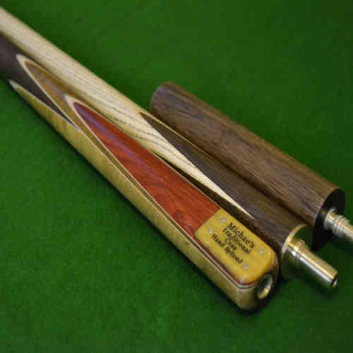 57 Inch Handmade 3/4 Multi-Spliced African Paduak and Rosewood Snooker/Pool Cue with 15cm Mini-Butt.