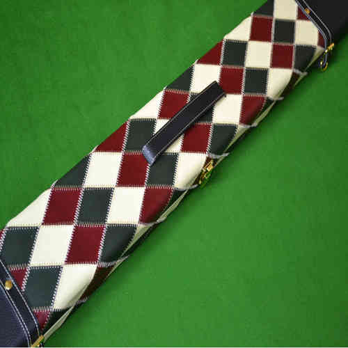 Luxury Hand Crafted 3/4 Three Compartment Wide Patch Diamond Design Hard Snooker Cue Case