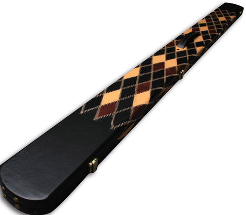 Deluxe Wide 1 Piece Black/Brown Patchwork Snooker Tournament Style Case With 3 Compartments