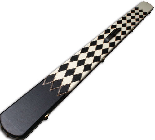 Deluxe Wide 1 Piece Black/White Patchwork Snooker Tournament Style Case With 3 Compartments