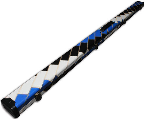 Handmade 1 Piece Black/White/Blue Patchwork Snooker Tournament Style Case With 2 Compartments