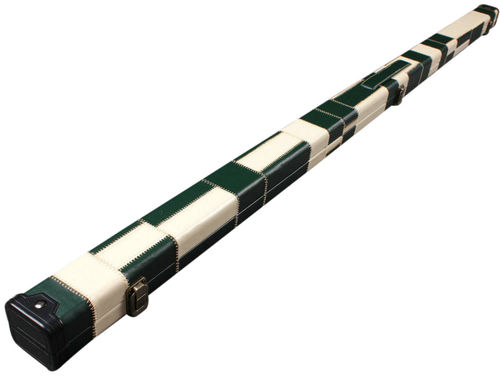 Handmade 1 Piece Slimline Green/White Patchwork Snooker Cue Case With Single Slot