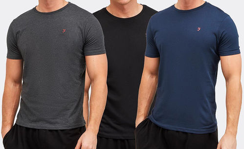 Mens Farah Durnham T-Shirts 3 Pack in Navy / Black and Grey