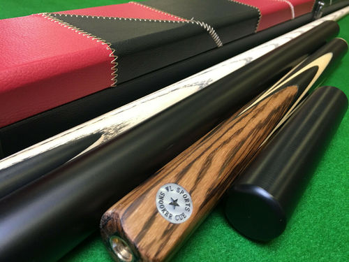 Handmade 3/4 Piece 57" Snooker Cue Complete Set with Ash Shaft - Ebony Zebrawood Butt  - 8.5mm Tip