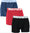 Bench 3 Pack Inglewood Mens Designer Boxer Shorts / Trunks in Black / Navy and Red